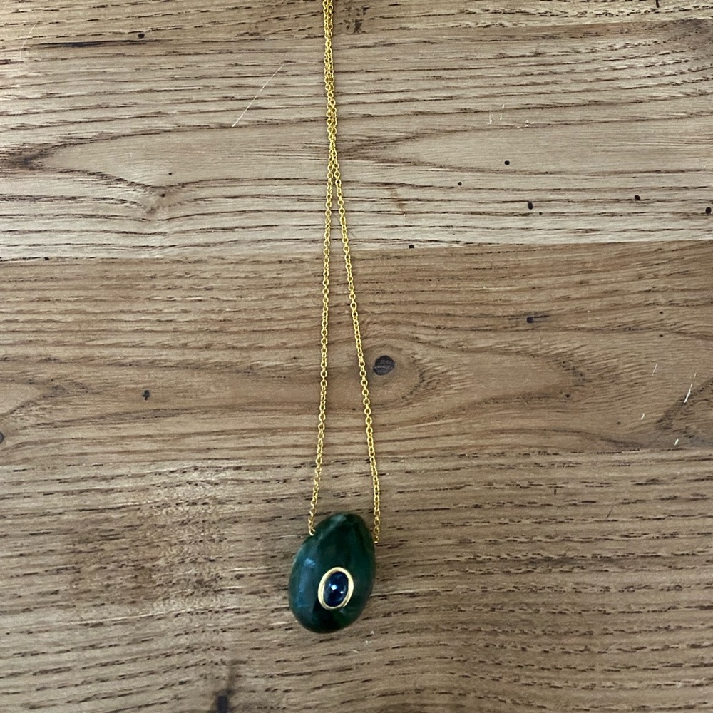 Lizzie Fortunato - Constance Necklace in Green Jade with topaz